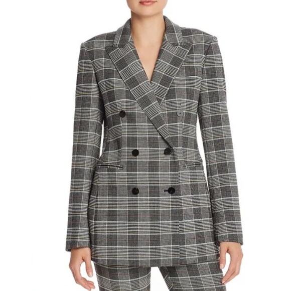 Theory The Power Blazer in City Plaid Long Line Jacket Size 2 Business - Picture 2 of 10